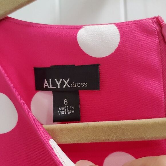 ALYX Pink and White Polkadot Sheath Dress,  SIZE 8 - Picture 3 of 6